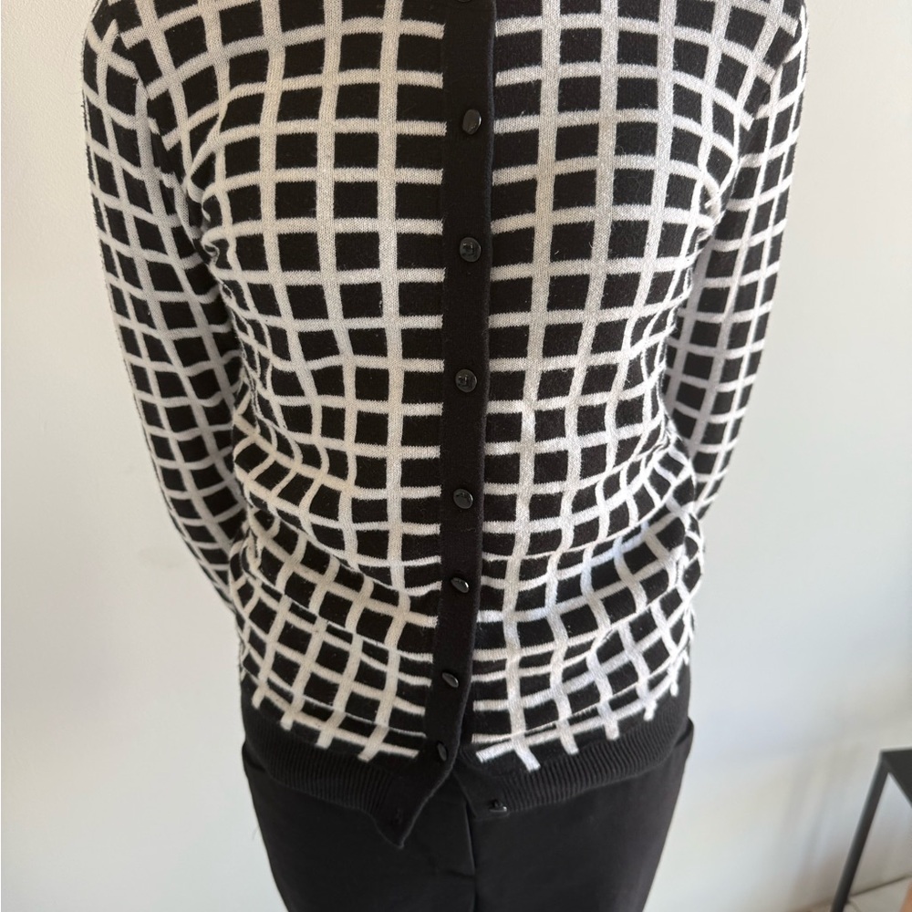 The Limited Black and White Checkered Cardigan